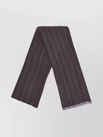 Brunello Cucinelli Ribbed Cashmere Scarf Beaded In Black