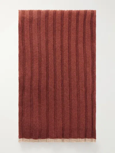 Brunello Cucinelli Ribbed Cashmere Scarf In Brown