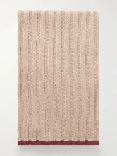 Brunello Cucinelli Ribbed Cashmere Scarf In Neutral