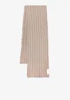 Brunello Cucinelli Ribbed Cashmere Scarf With Contrasting Profile In Neutral