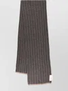 Brunello Cucinelli Ribbed Cashmere Scarf Two-tone Profile In Gray