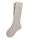 Brunello Cucinelli Ribbed Cashmere Socks In White