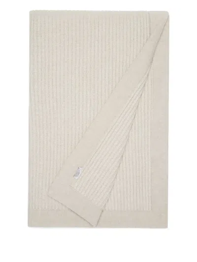 Brunello Cucinelli Ribbed Cashmere Throw (150cm X 200cm) In Neutral