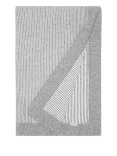 Brunello Cucinelli Ribbed Cashmere Throw In Gray