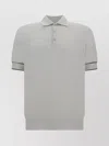 BRUNELLO CUCINELLI RIBBED COLLAR COTTON POLO SHIRT WITH CONTRAST STRIPES
