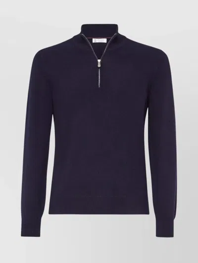 BRUNELLO CUCINELLI RIBBED COLLAR HIGH NECK SWEATER