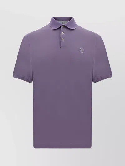 Brunello Cucinelli Ribbed Collar Polo Shirt In Purple