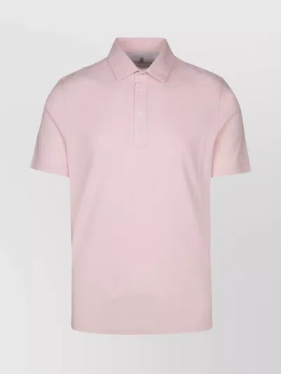 Brunello Cucinelli Ribbed Collar Short Sleeve Polo T-shirt In Pink