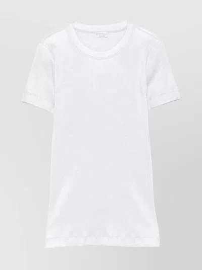 BRUNELLO CUCINELLI RIBBED COTTON BLEND ROUND NECK T-SHIRT