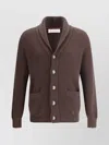 Brunello Cucinelli English Ribbed Knit Cardigan In Brown