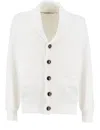 Brunello Cucinelli Men's Buttoned Cotton Rib Cardigan In White