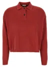 Brunello Cucinelli Ribbed Cotton Knit Polo Shirt In Red