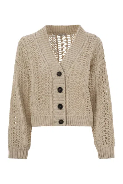 BRUNELLO CUCINELLI BRUNELLO CUCINELLI RIBBED COTTON NET CARDIGAN