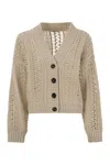 Brunello Cucinelli Women's Ribbed Cotton Net Cardigan In Beige