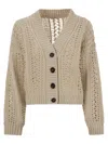 Brunello Cucinelli Women's Ribbed Cotton Net Cardigan In Beige