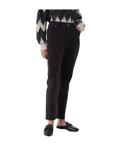 Brunello Cucinelli Ribbed Cotton Pants In Black