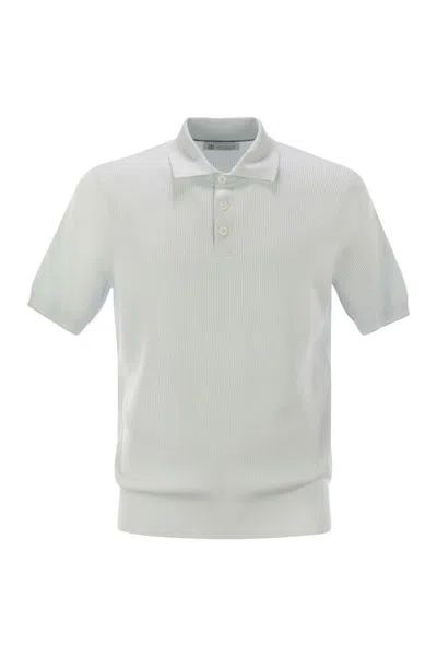 Brunello Cucinelli Men's Ribbed Cotton Polo-style Jersey In Gray