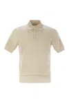 Brunello Cucinelli Men Lightweight Cotton Knit Polo Shirt In Neutral