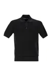 Brunello Cucinelli Black Polo Shirt In Cotton Short-sleeves With Bottons In Black