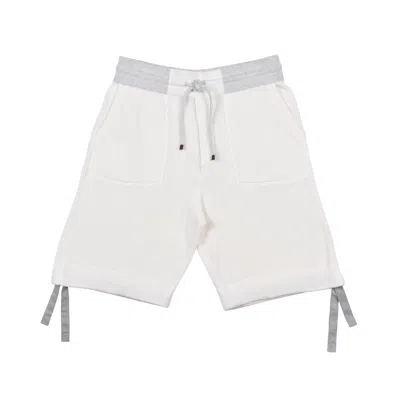 Brunello Cucinelli Ribbed Cotton Shorts In White