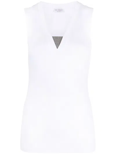 BRUNELLO CUCINELLI RIBBED COTTON SLEEVELESS TOP