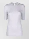 Brunello Cucinelli Ribbed Cotton T-shirt Keyhole Back In Gray