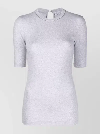 Brunello Cucinelli Ribbed Cotton T-shirt Keyhole Back