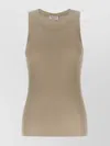 Brunello Cucinelli Ribbed Crew Neck Fitted Sleeveless Top