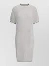 BRUNELLO CUCINELLI RIBBED CREW NECK MIDI DRESS