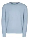 Brunello Cucinelli Ribbed Knit Sweater With Classic Crew Neck And Long Sleeves In Blue