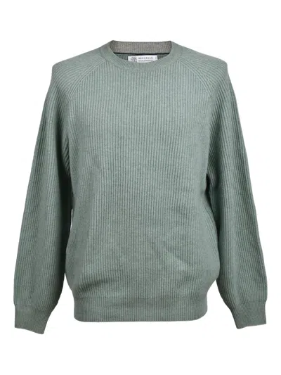Brunello Cucinelli Ribbed Crew-neck Sweater In Multi
