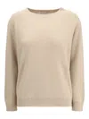 Brunello Cucinelli Ribbed Crew-neck Sweater In Neutral