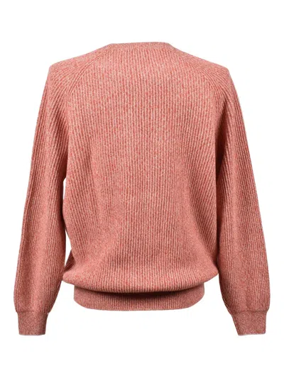 Brunello Cucinelli Ribbed Crew-neck Sweater In Orange