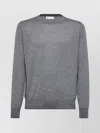 Brunello Cucinelli Ribbed Crew Neck Sweater With Long Sleeves In Gray