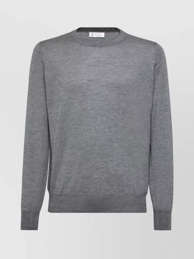 BRUNELLO CUCINELLI RIBBED CREW NECK SWEATER WITH LONG SLEEVES