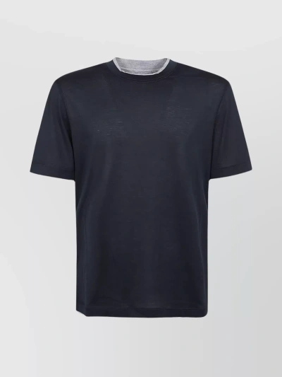 Brunello Cucinelli Ribbed Crew Neck T-shirt In Blue