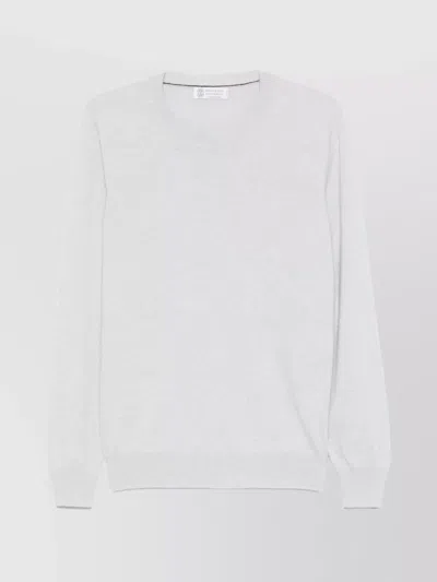 Brunello Cucinelli Ribbed Crewneck Cashmere Sweater With Long Sleeves
