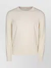 Brunello Cucinelli Ribbed Crewneck Cashmere Sweater With Long Sleeves In White