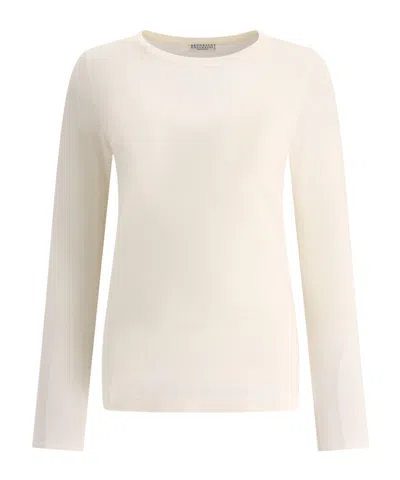 Brunello Cucinelli Ribbed Crewneck Knitted Top In White