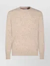 Brunello Cucinelli Ribbed Crewneck Sweater With Soft Texture In Neutral