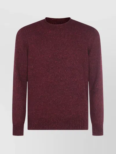 Brunello Cucinelli Ribbed Crewneck Sweater With Soft Texture In Burgundy