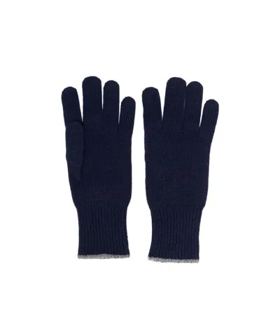 Brunello Cucinelli Ribbed-cuff Gloves In Blue