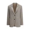 Brunello Cucinelli Ribbed Deisgn Lurex Jacket In Neutral