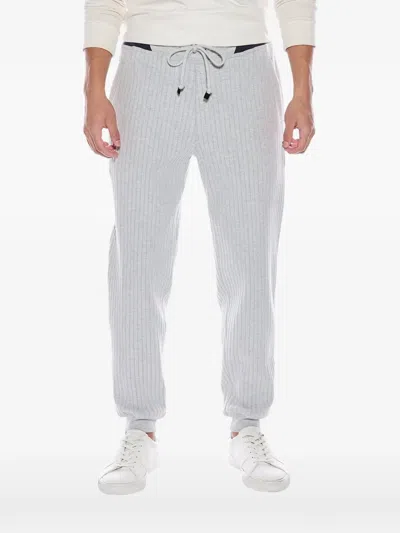 Brunello Cucinelli Ribbed Drawstring Track Pants In Gray