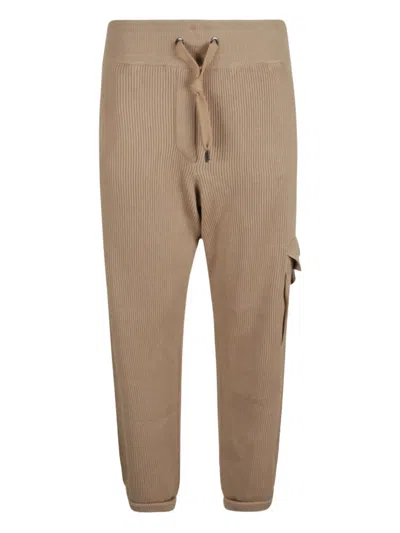 Brunello Cucinelli Ribbed Drawstring-waistband Track Pants In Brown
