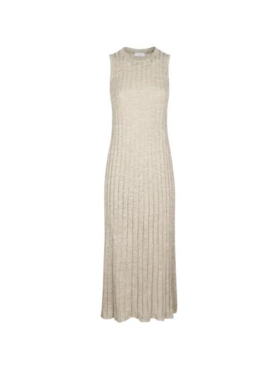 Brunello Cucinelli Ribbed Dress In Brown
