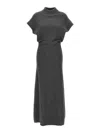 Brunello Cucinelli Ribbed Dress In Grey