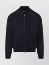 Brunello Cucinelli Ribbed Edges Suede Leather Jacket In Black