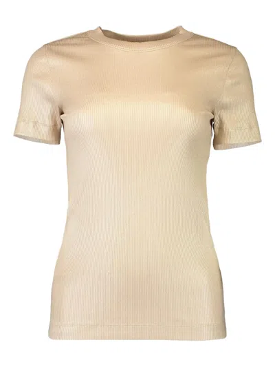 Brunello Cucinelli Ribbed Foiled T-shirt In Neutral