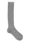 Brunello Cucinelli Ribbed Grey Cashmere Socks In Grey